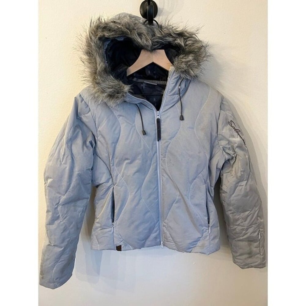 Salomon Women's Ski Jacket - Gray with Faux Fur Hood